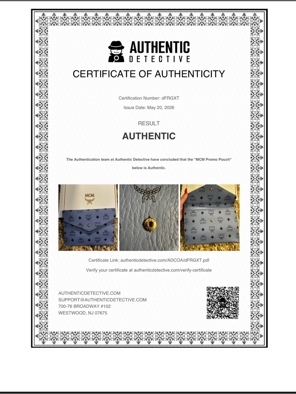 MCM Logo Monogram Envelope Clutch in Dusty Blue - Picture 13 of 15